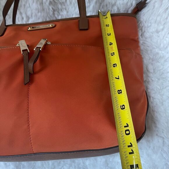 Michael Kors Orange Nylon Medium shoulder bag ,brown leather trims and straps - Picture 13 of 16